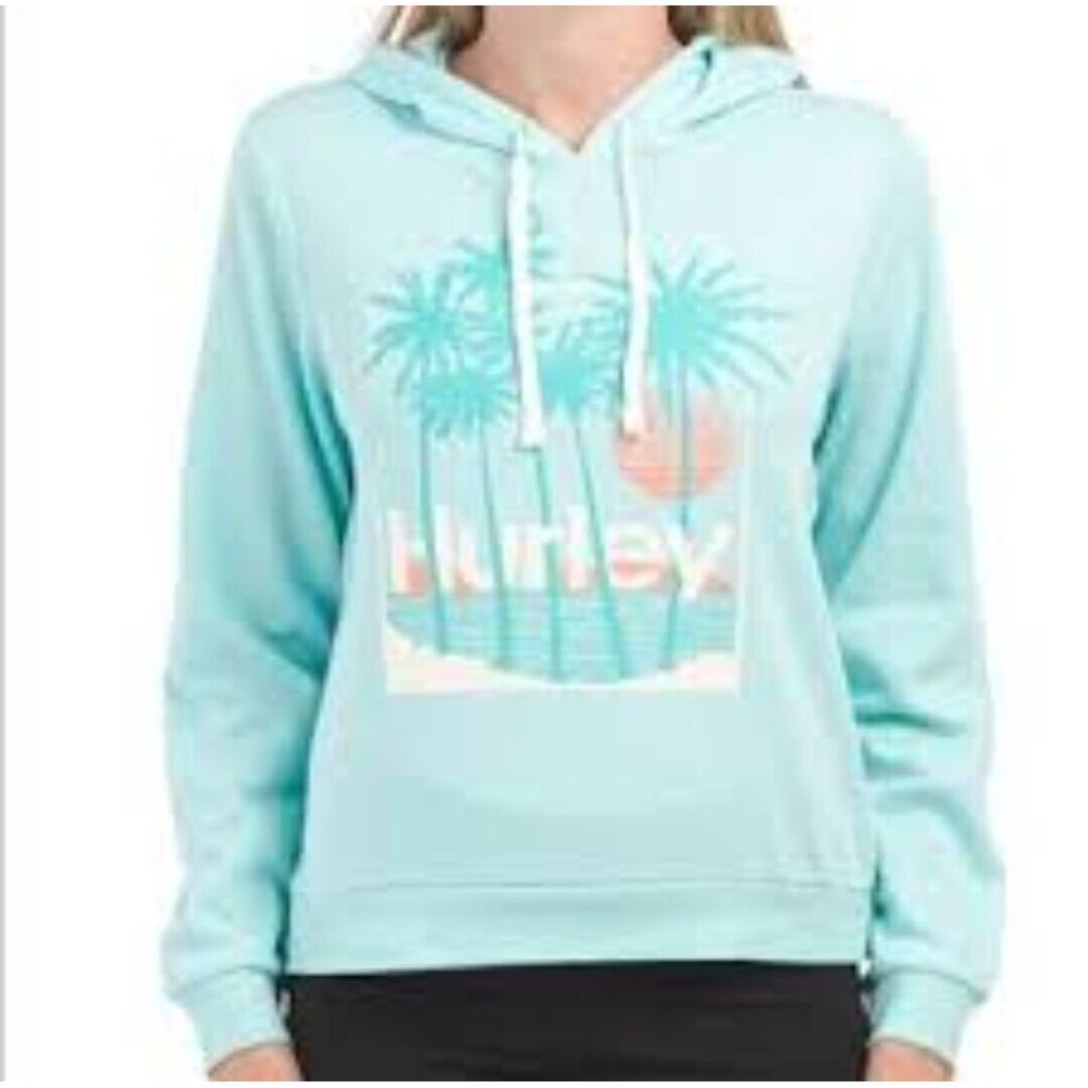 Hurley Sweatshirt Womens XS Junior Blue Green Hoodie‎ Pullover Graphic Vacation